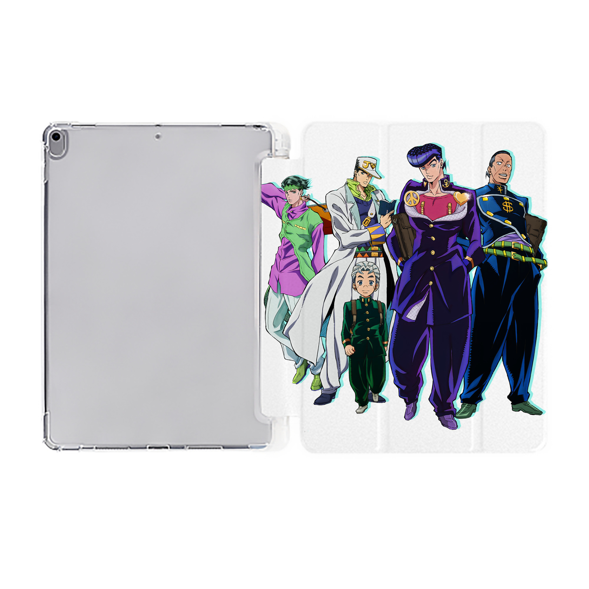 （画像用） ジョジョの奇妙な冒険 JoJo's Bizarre Adventure IPad ケース ペン収納付き 三つ折りスタンド PUレザー×シリコン 対応機種9.5/10.5/10.9インチ